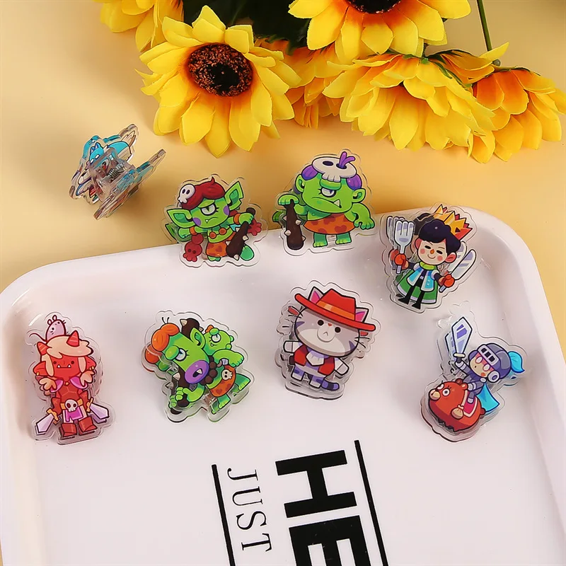 Acrylic PP clip popular custom double sides different designs logo holographic anime cute paper clip acrylic PP paper clips