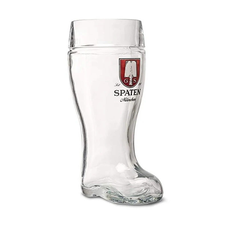 2023 new design Boot Shaped Glass Beer Mug 1L /0.5L boot shape mug huge glass beer mug for sale