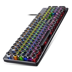 Zk-4 Personalized Punk Backlit Round Keycaps Real Wired Gaming Mechanical Keyboard