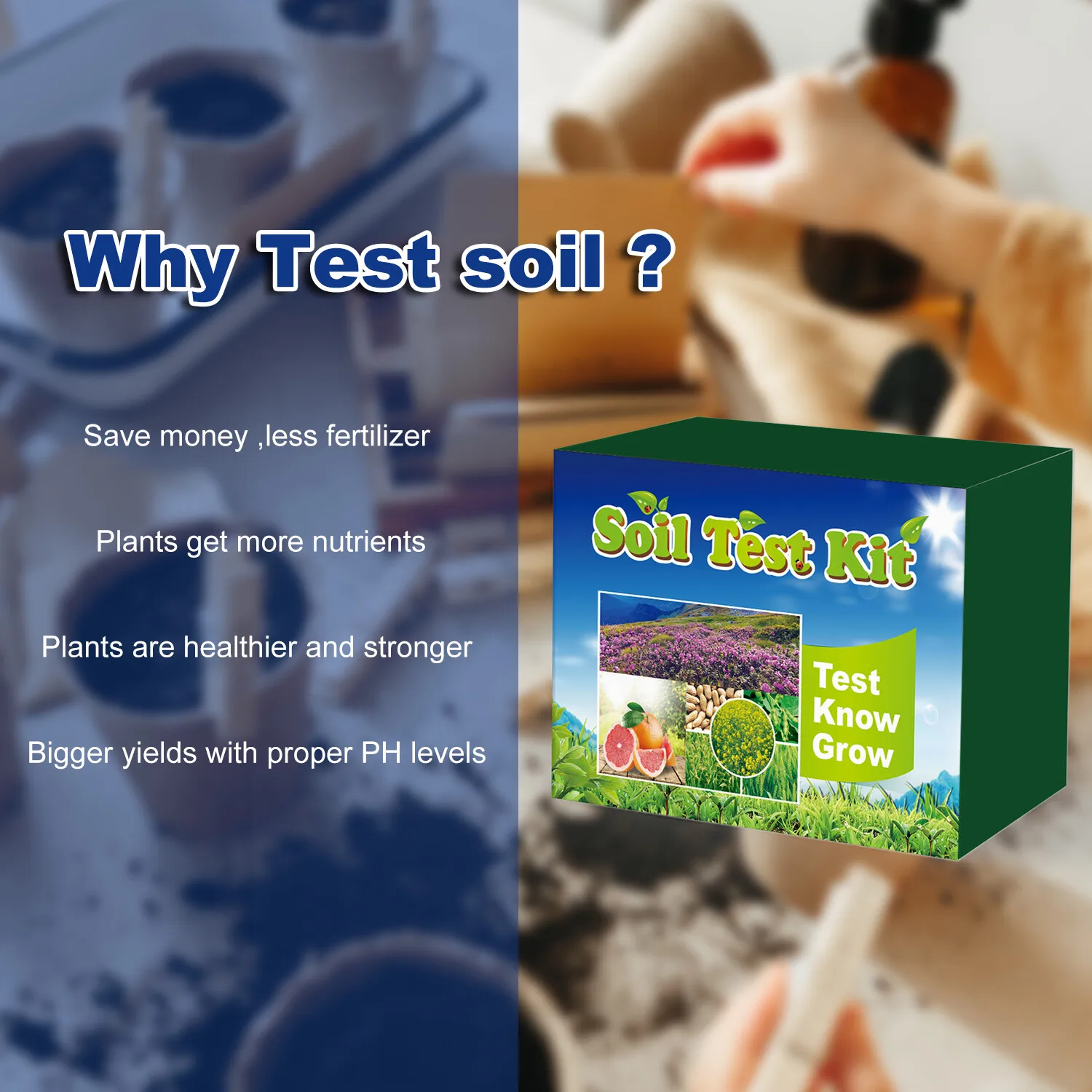 Factory Direct New Product Soil Water Reagent Test Kit for pH, NPK Nitrogen, Phosphorous and Potash