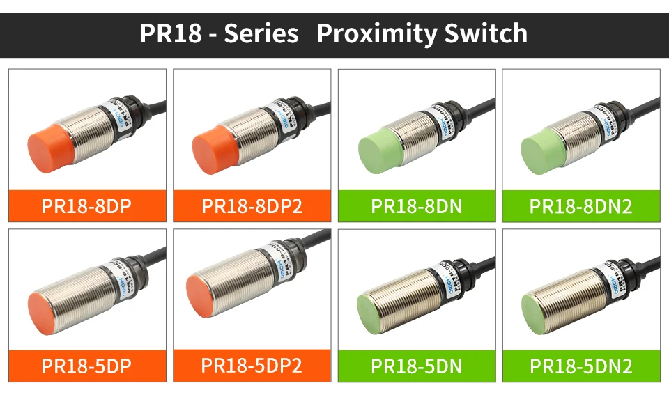 OMCH Proximity Switch Sensor PR18 Series Inductive Metal Type PR18-5DN PR18-8DN M18 Cylindrical Waterproof Anti-Dust DC12-24V