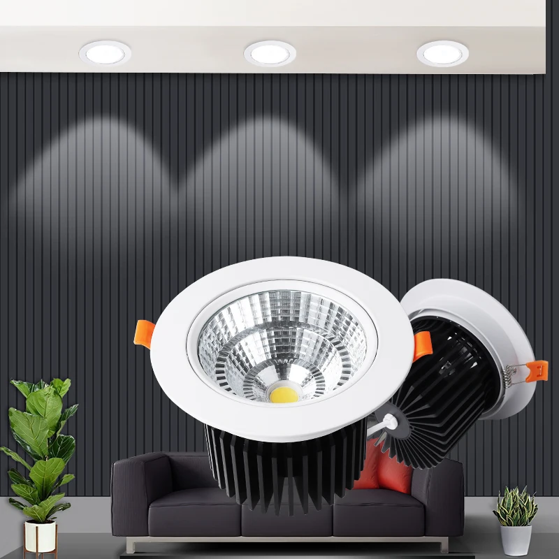 
OKELI Factory wholesale price 3w 6w 9w 18w 24w 30w 40w 50w COB Recessed Adjustable led downlight Aluminum led down light 