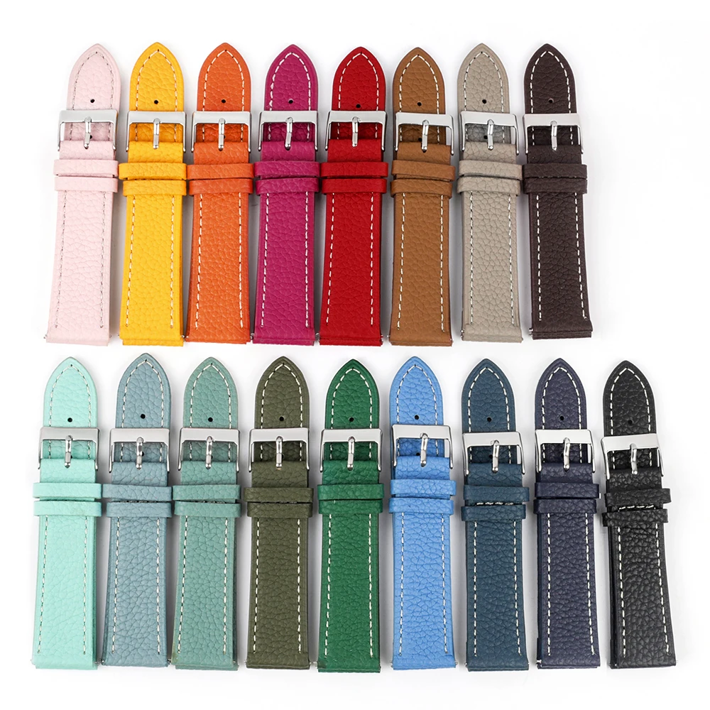 Genuine Leather Watchbands Calfskin Replace Wristwatch Straps 18mm 20mm 22mm Watch Accessories Men Women Soft Watchband