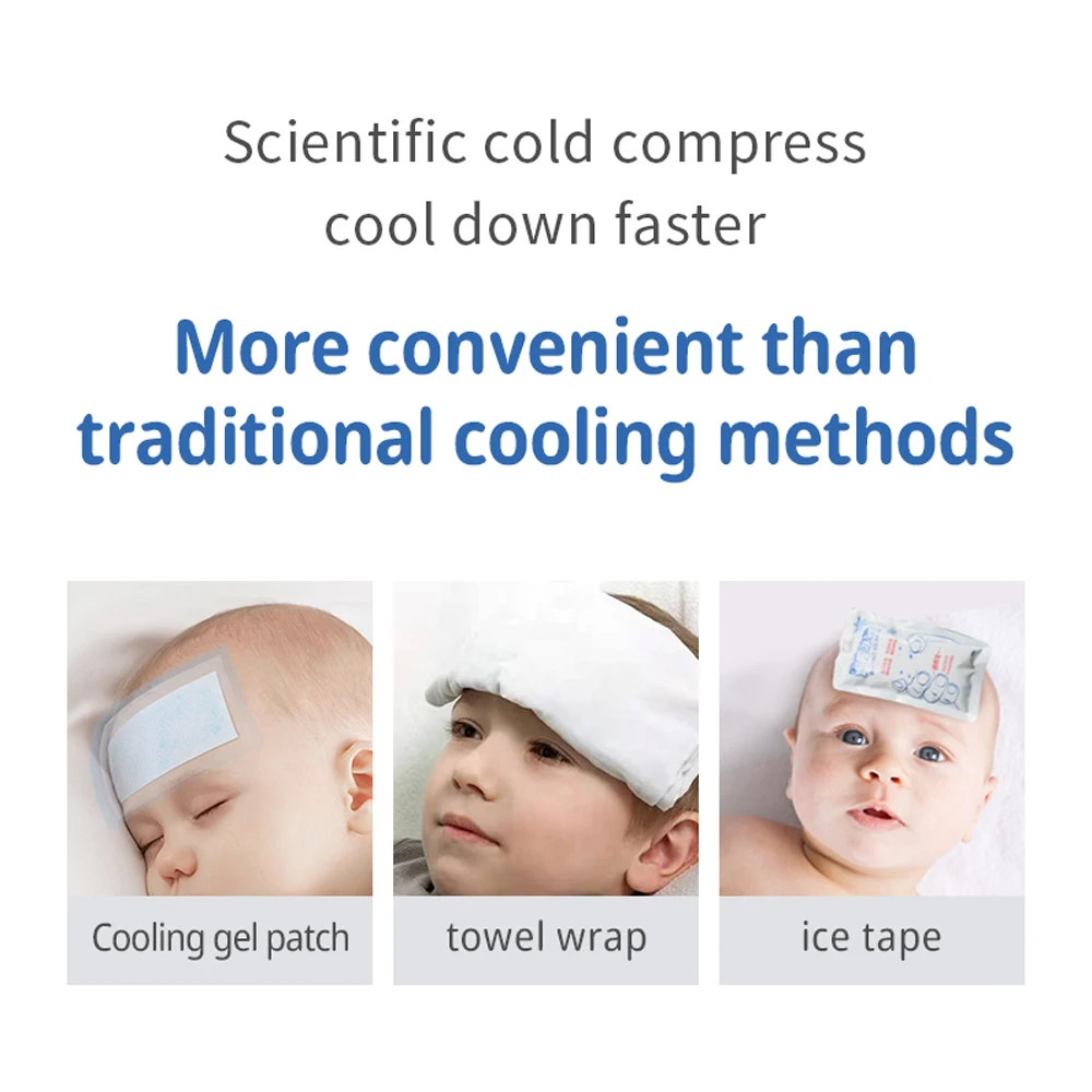 Quickly relieves headaches, fevers, and even muscle pains with ice-cold gel patch non-toxic cooling fever gel packs Cold Compres