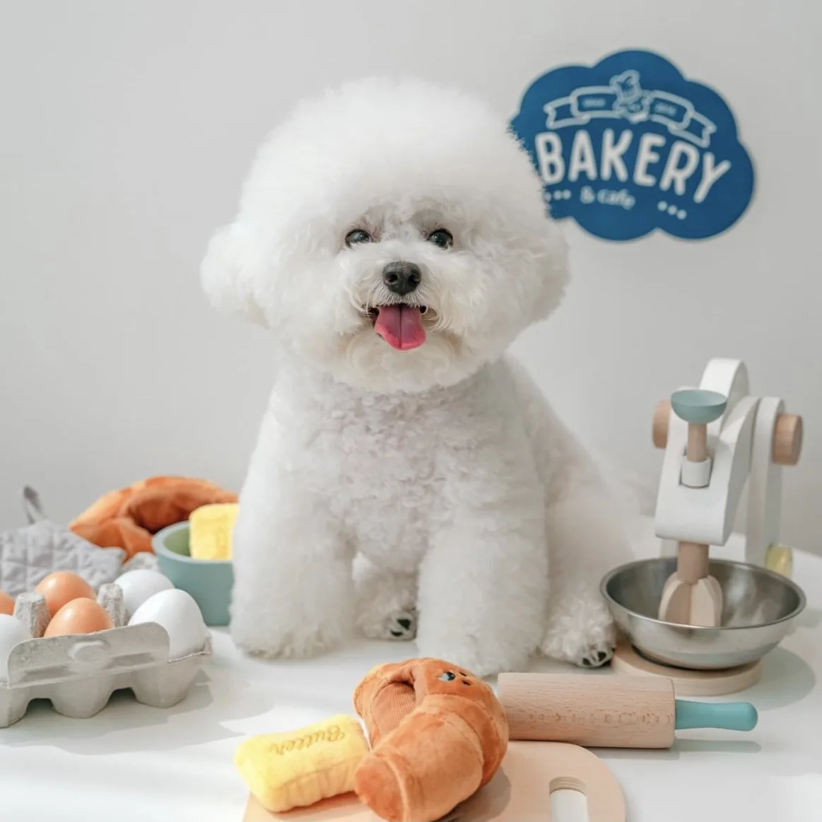 Hot Selling Pet Soft Plush Toy Cute Croissant With Butter Chew Toy Kit Squeaky Interactive Crinkle Paper Nose-work Sniff Toy
