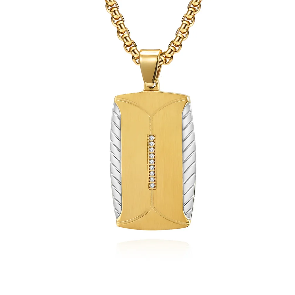 Creative Cubic Zirconia Tire Pattern Waterproof Tarnish Free Stainless Steel Fashion Jewelry Pendant Necklaces for Men Male