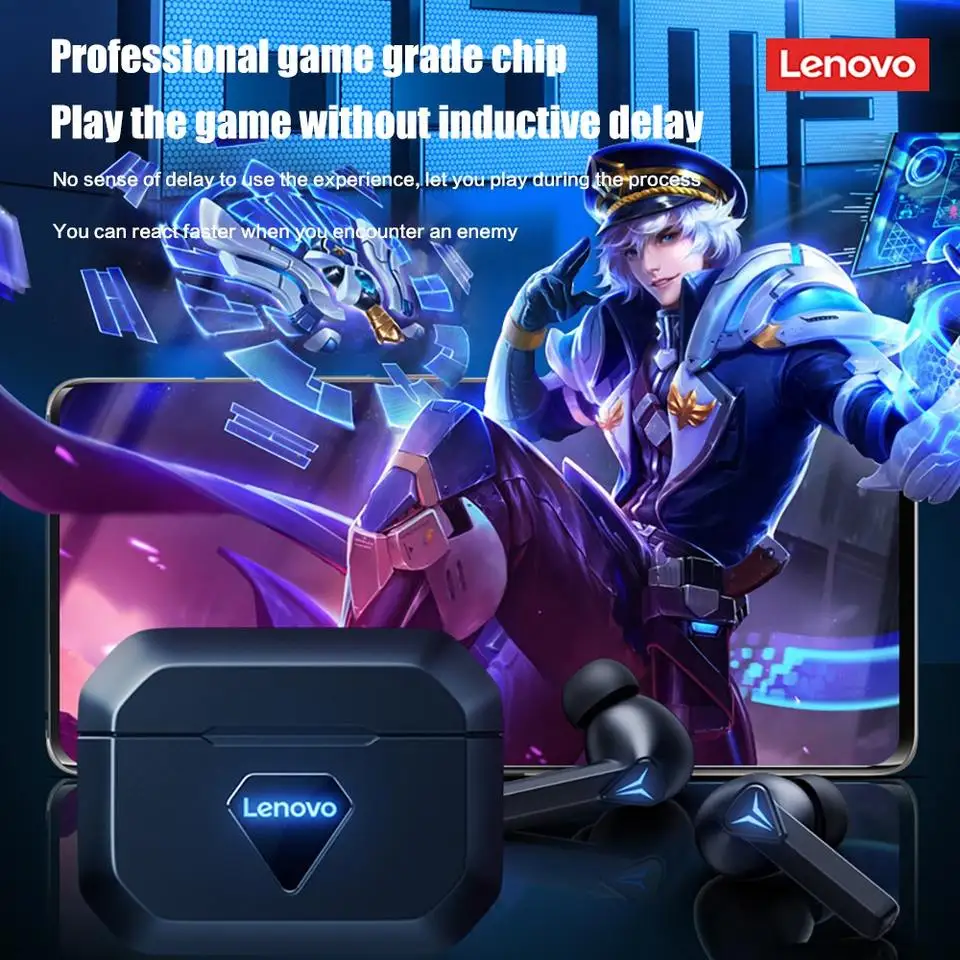 Lenovo LivePods GM6 BT 5.0 Wireless Earphones with Charging Box Low Latency Noise Cancelling Stereo Waterproof Earbuds with Mic