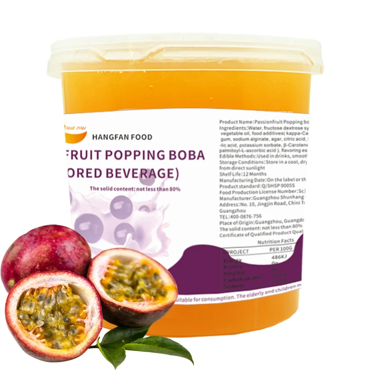 
OEM Toppings Passion Fruit Popping Boba For Soda Bubble Tea Ingredients 