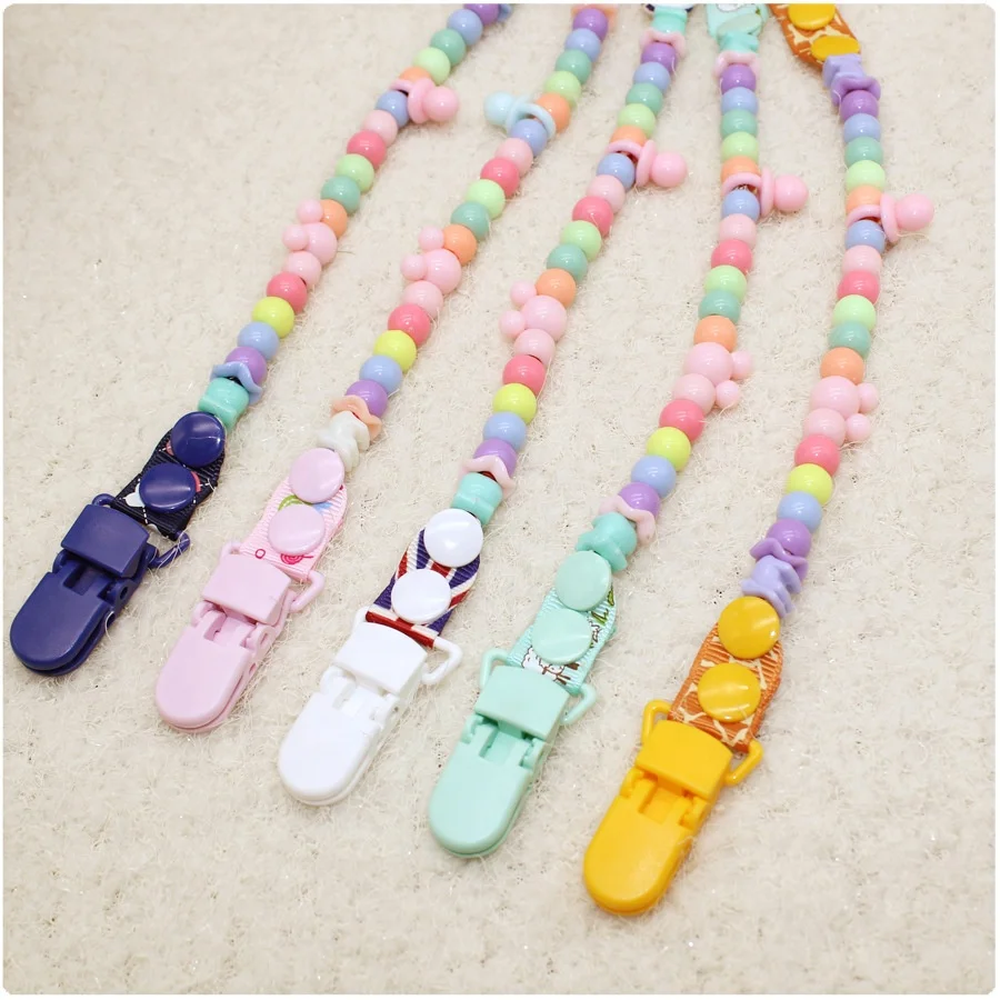 New Style Colorful Silicone Baby Teether Pacifier Clip Silicone Pacifier Chain Molar Toy Anti-Drop Chain