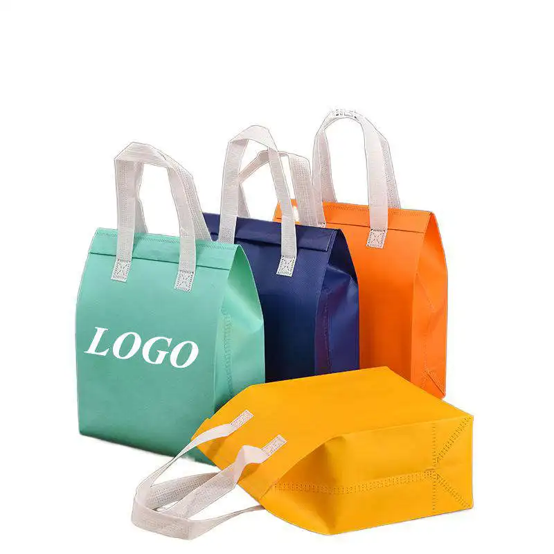 Non Woven Aluminum Foil Cooler Bag Small Takeaway Cold And Hot Drinks Coffee Food Delivery Disposable Thermal Insulated Bag