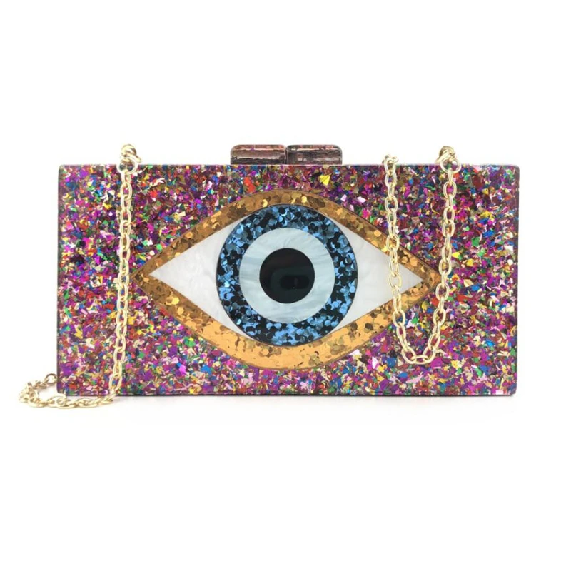Модная Роскошная индивидуальная оптовая продажа, Женская блестящая акриловая сумка для ужина и вечеринки, кошелек от сглаза, клатч для женщин