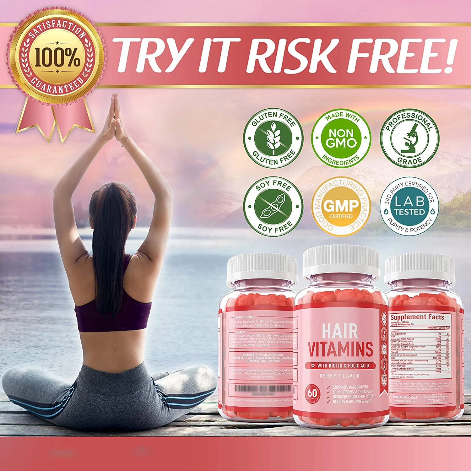 Hair Growth vitamins bear shape gummies rich Biotin and omega 3 6 9