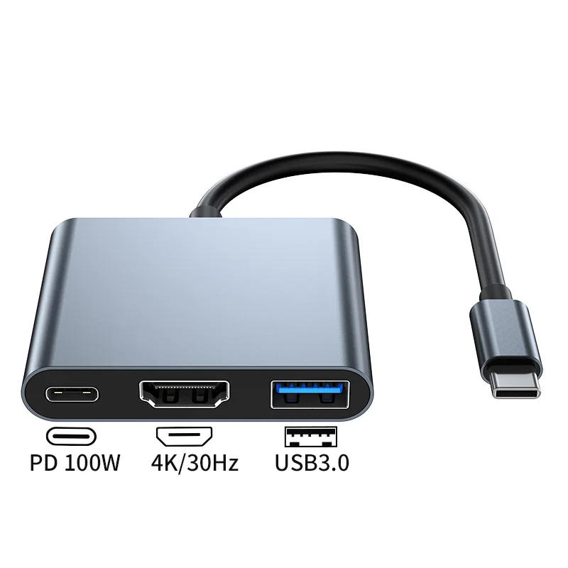 Новый Многофункциональный 3 в 1 преобразователь данных USB 0 концентратор адаптер Type-C к HD 4K разветвитель PD 100W Max зарядное устройство для ноутбука