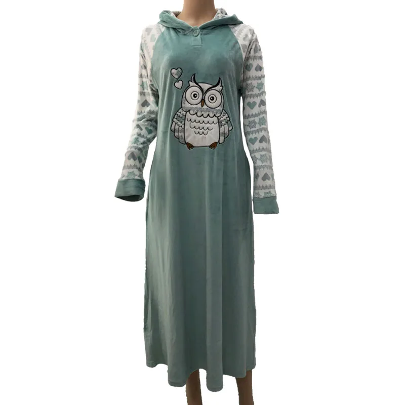 Kaihong Factory Islam Clothing Muslim Women Islam Dress Winter Velvet Long Hooded Abaya Home Wear Sleeping Gown