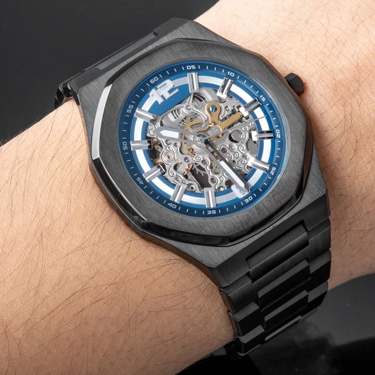 Высококачественные роскошные мужские часы-скелетоны Foksy OEM ODM с механическим автоматическим механизмом