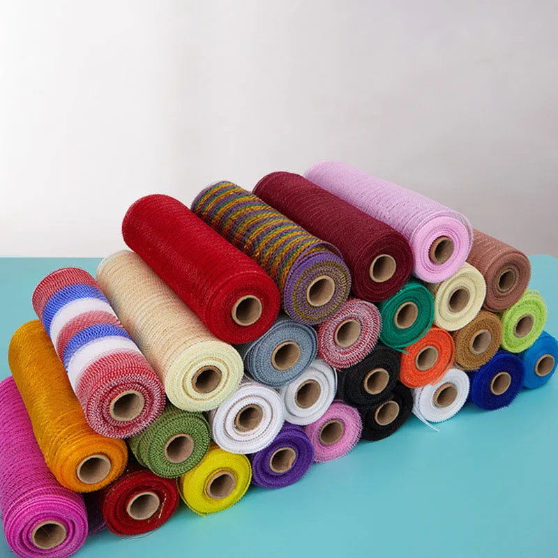 wholesale 6 inches *10 yards PP mesh roll wreath material Christmas gold mesh festive atmosphere ribbon