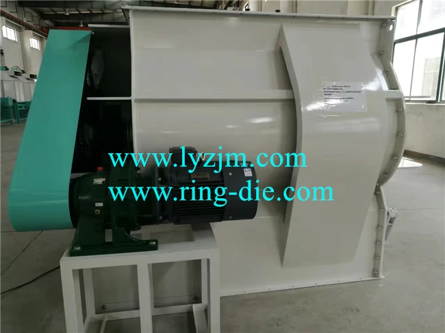 SSHJ horizontal double shaft paddles feed mixer poultry & livestock feed blender animal powder feed mixing machine