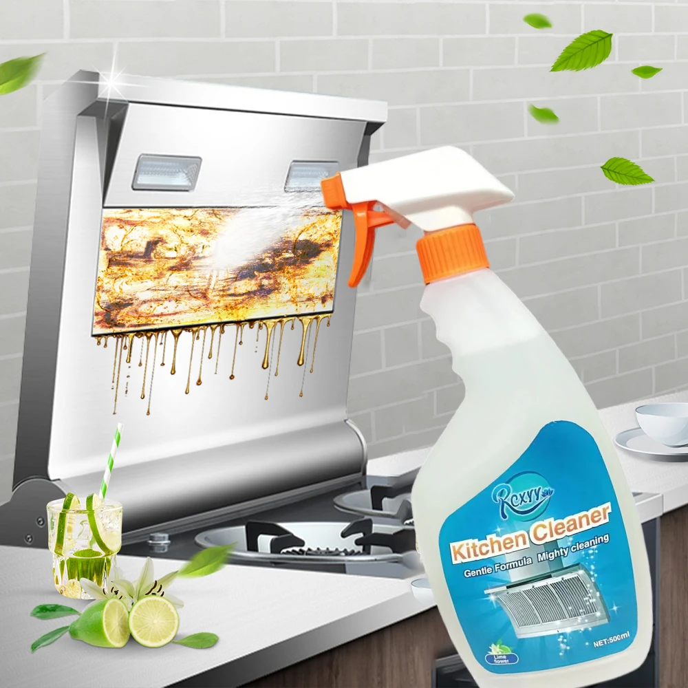 Factory Wholesale Remove Stain Heavy Oil Stain Transparent Bottle Packaging Kitchen Cleaner Products Kitchen Oil Cleaner