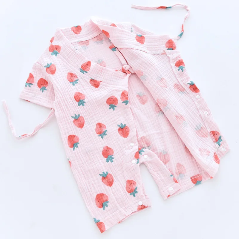 
Baby onesie summer gauze short sleeve romper hanfu jumpsuit baby pajamas wholesale 