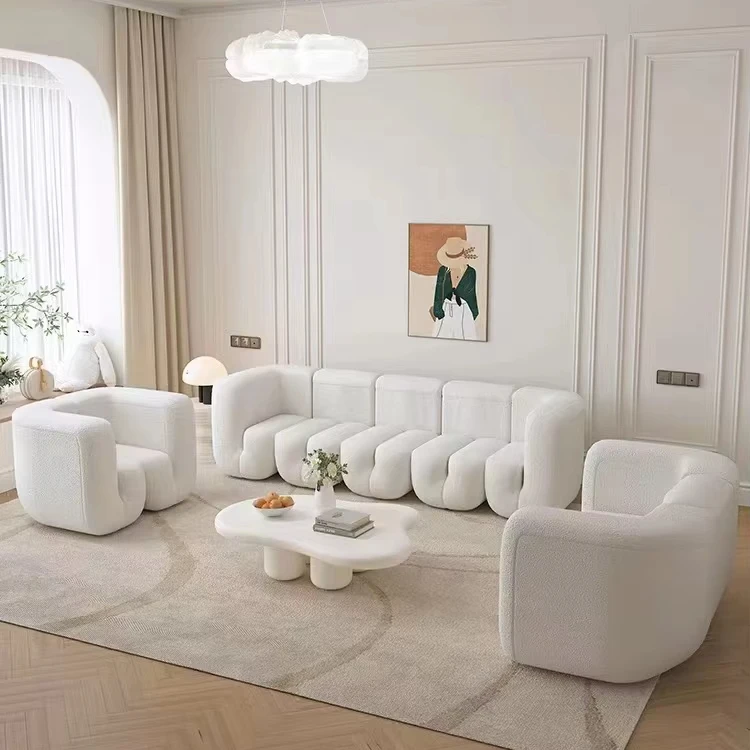 Nordic style Minimalist Design White Couch Sectional Sofa Luxury Large Soft Sofa Set Sweef Living Room Furniture