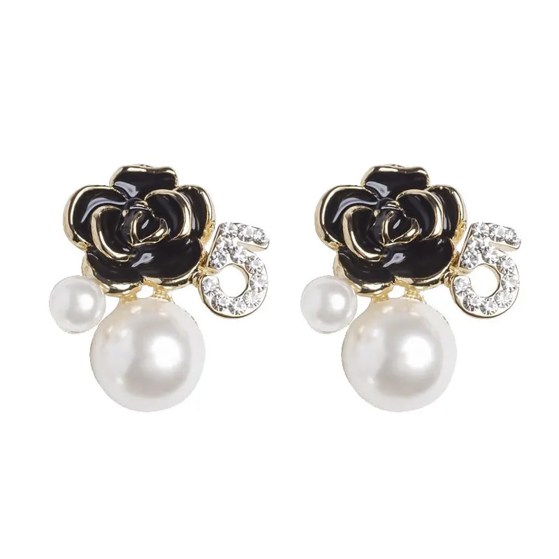 Fashion High Quality Jewelry Famous Brand Designer Luxury Letter Flower Camellia Number 5 Earrings for Women