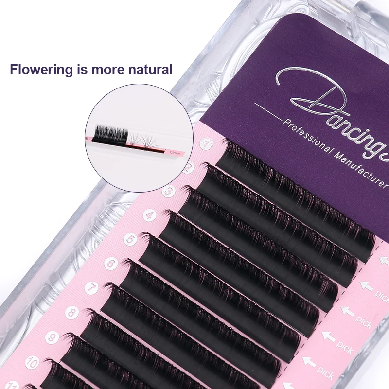 cashmere 10mm 18mm silk individualsilk easy fan eyelash extensions black and brown trays 16 rows