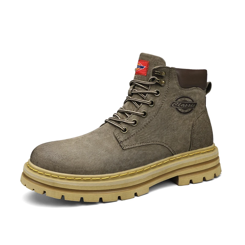 Accept OEM In Ready Stock Handmade Pure Real Genuine Leather High Top Waterproof Men Outdoor Snow Winter Boots