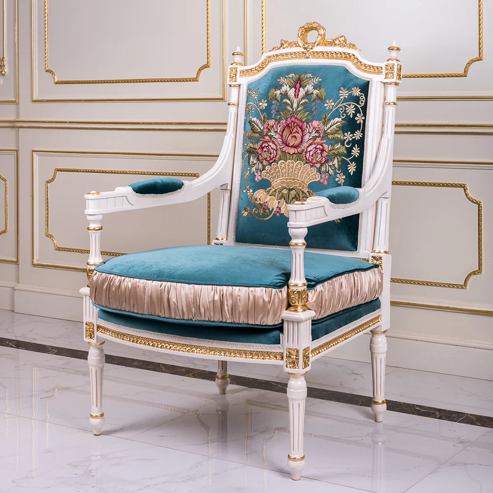
Customized Premium Living Room Furniture Antique Classic Solid Wood Armchair Luxury Living Room Sofa Chair 