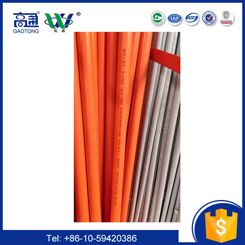Factory price 16mm 20mm 25mm Orange color PVC Electrical Conduit Pipe UPVC rigid conduit grey