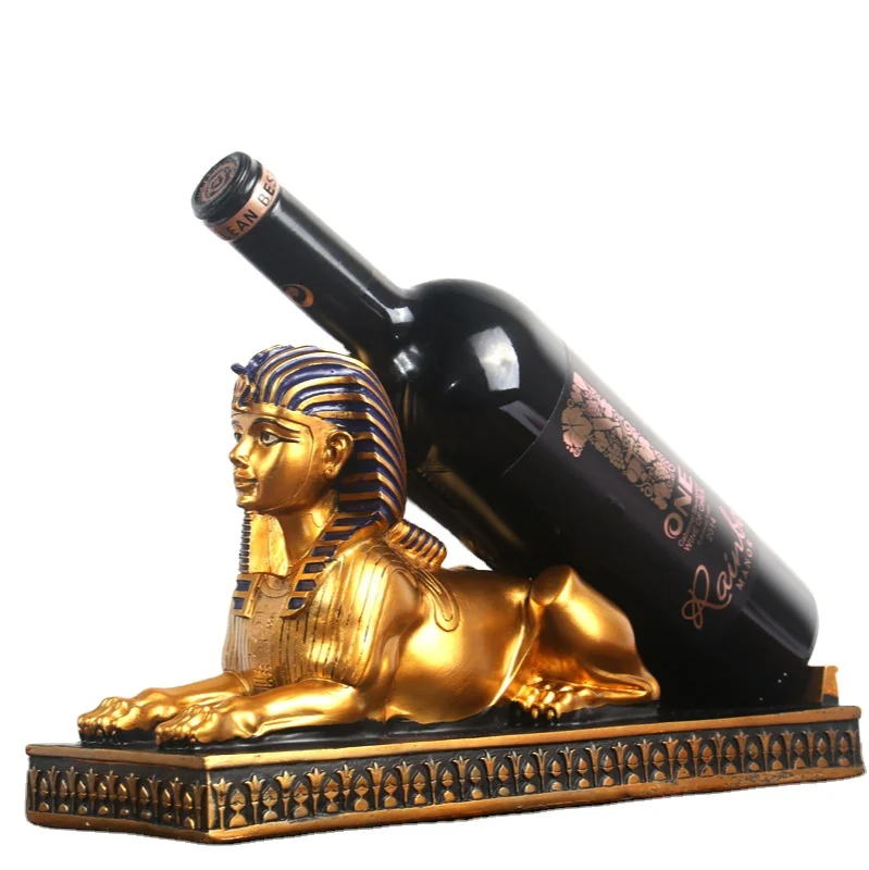 European Style Egyptian Pharaoh Sphinx Human Face Red Wine Rack Fashion Home Decoration Resin Wine Rack