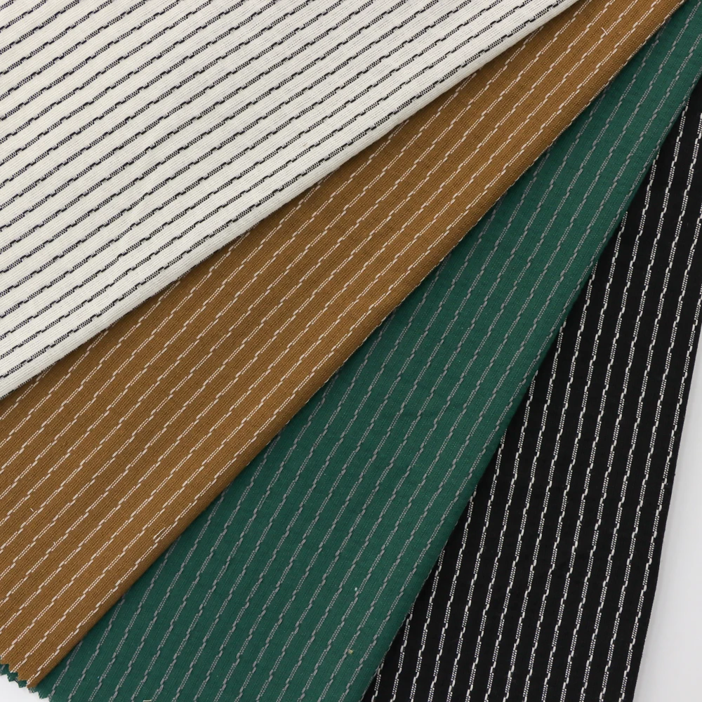 Factory Price High Quality Jacquard Striped Lined Fabric 100% Cotton Woven Cotton Fabric For Tablecloth Pinstripe Pants