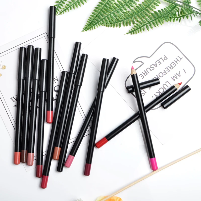 Wholesale lip liner pencils custom private label matte natural waterproof wooden lip liner High Pigment Matte Lipliner Pencil