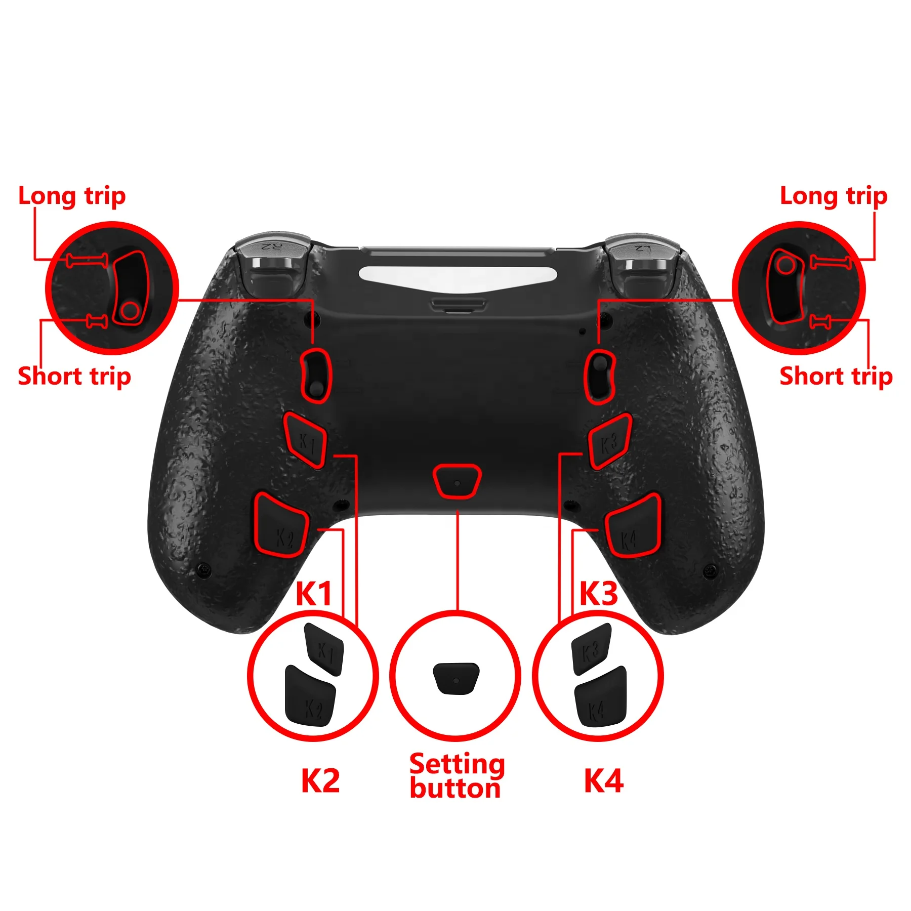 eXtremeRate Repair Kit Replacement Shell Case & Trigger Stops & Remap Kit For PS4 Controller