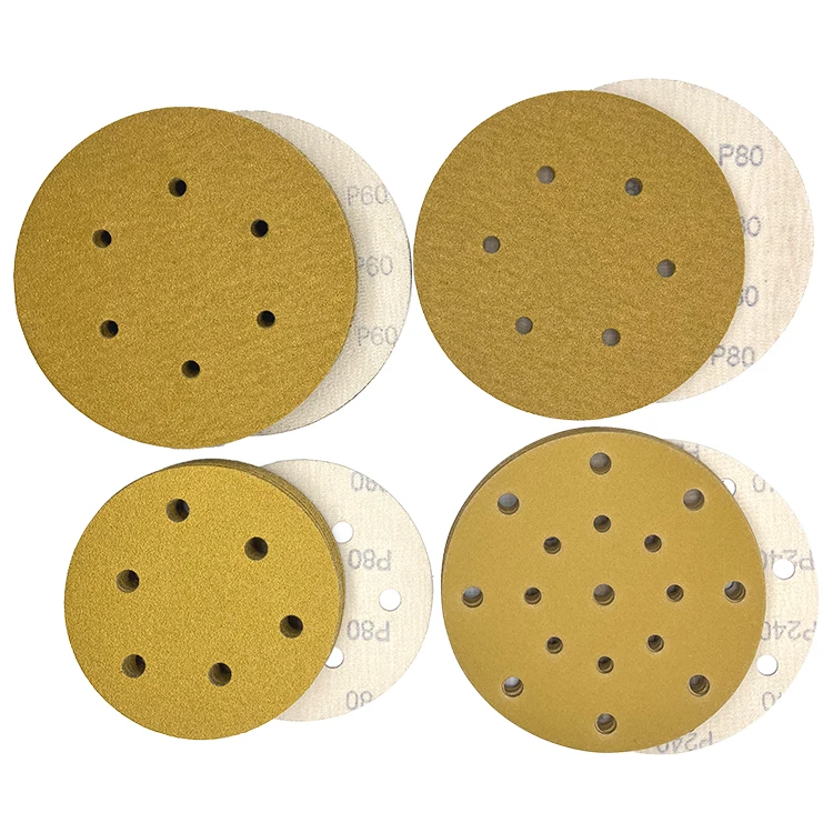 Hook and Loop Gold Sanding Disc Yellow Sanding Disc Aluminum Oxide Abrasive Sand Disc for Automotive