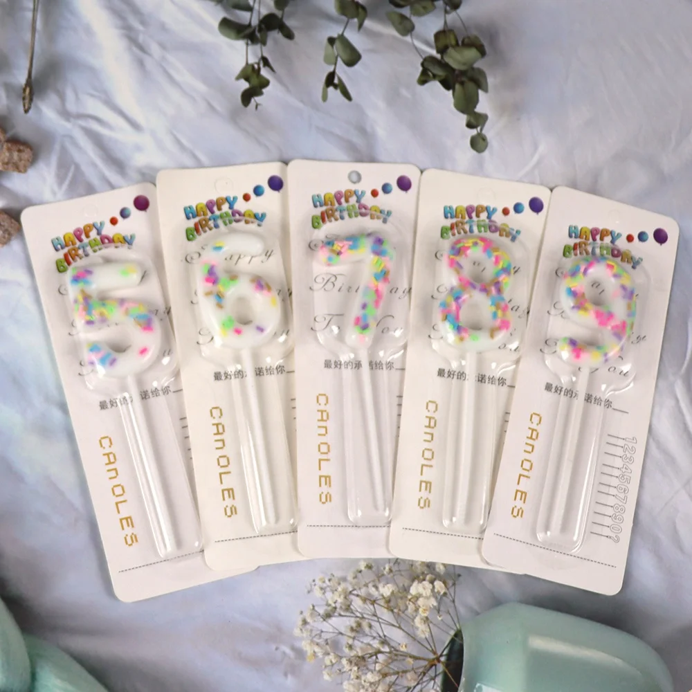 Cake Number Candle Topper Decoration Candle Colorful Birthday Party for Party Hot Selling 0-9 Blister Card Paraffin Wax