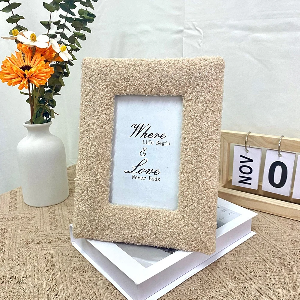 Cute Teddy velvet Photo Frame as gift MDF 6x8 photo frame with velvet cover black velvet backing photo frame gift