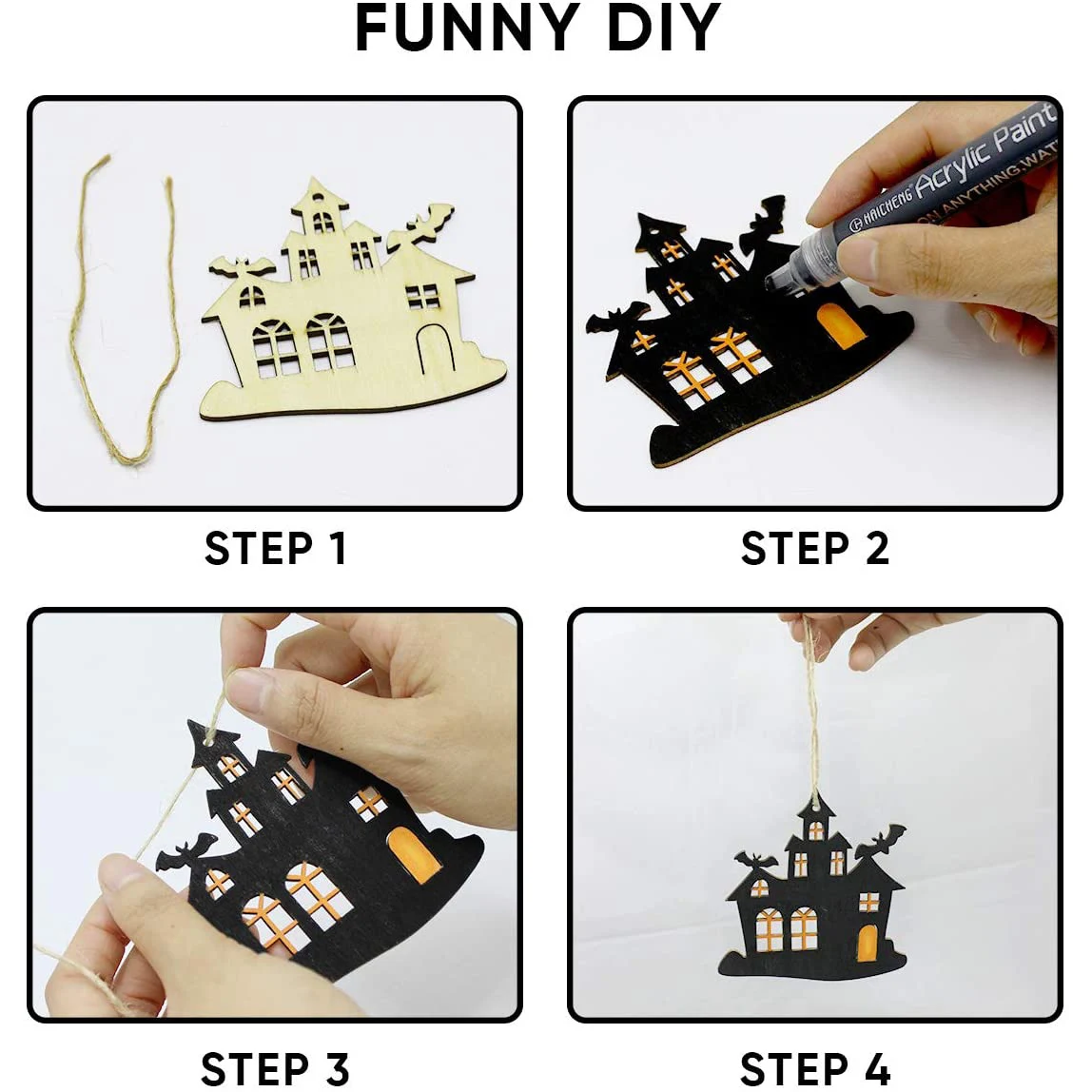 Mini Ghost Halloween Ornaments Wooden Hanging Horror Movie Ornaments for Halloween/Xmas Trees Eco-friendly