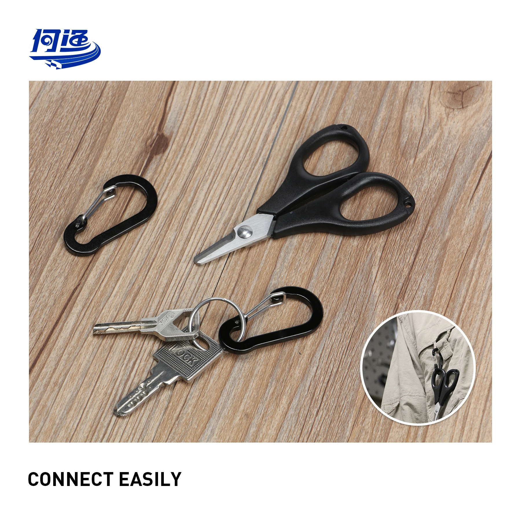 Multitool Keychain Argent 5cm 6inch Camping Hooks Dog Leash Camping Hiking Keyclip Carabiner Clips