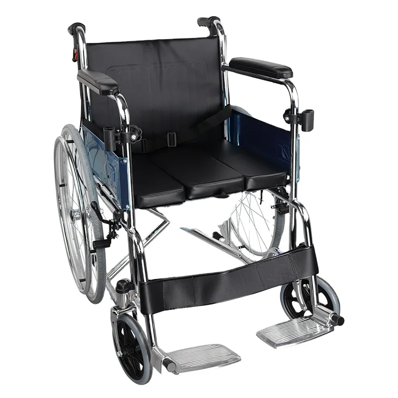 Hot Selling Mununal Medical Wheelchair with Full Flip Back Desk Arms, Swing Away Foot Rest Wheelchair and Detachable Urinal