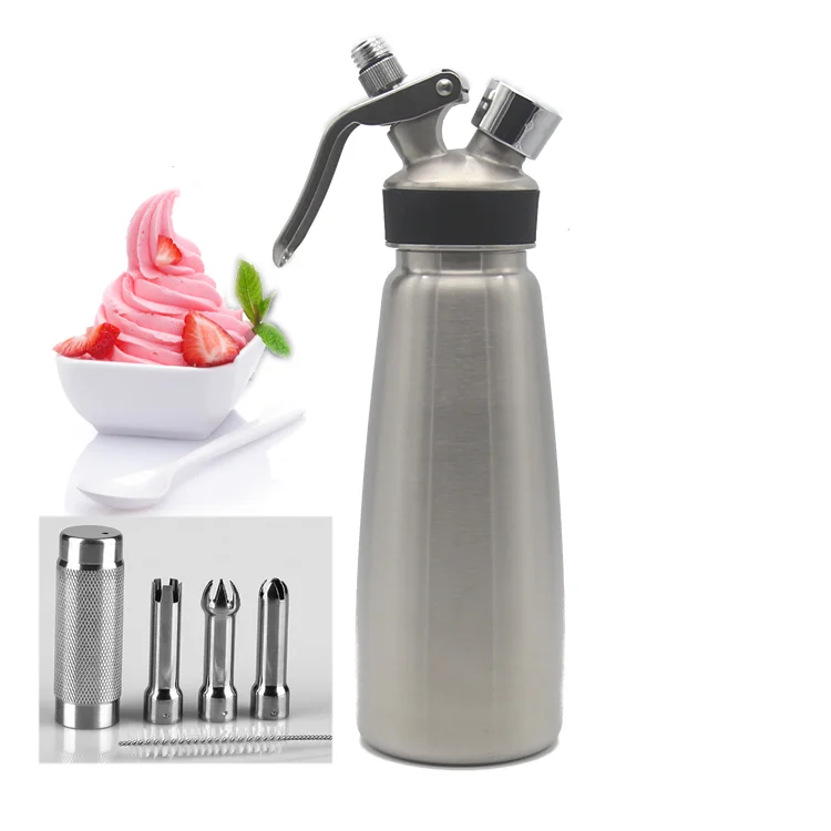 0.5L whipped cream dispenser stainless steel with 3 decorating tips