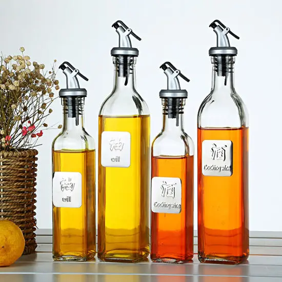 Wholesale Soy Sauce Olive Oil Glass Bottle Custom Square 250 ml Empty Frosted Cooking Oil Glass Bottle With Dropper