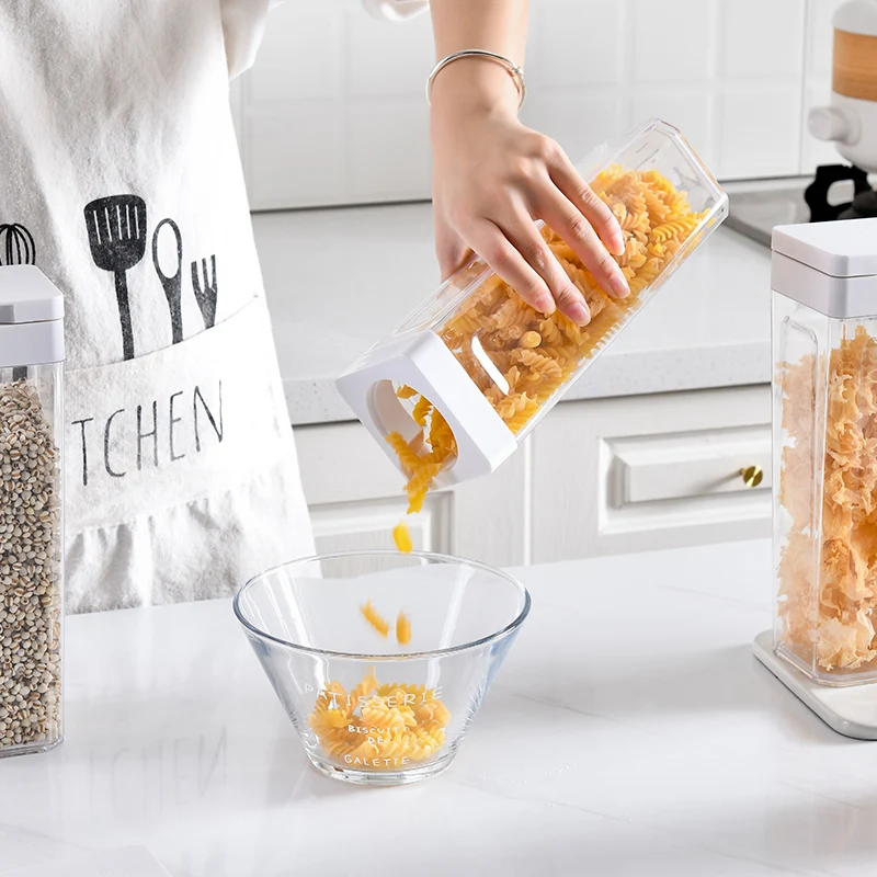 Kitchen Pantry Stackable Airtight Cereal fridge Organizer Dry bulk Food Storage Container Grain Transparent Tank with lid