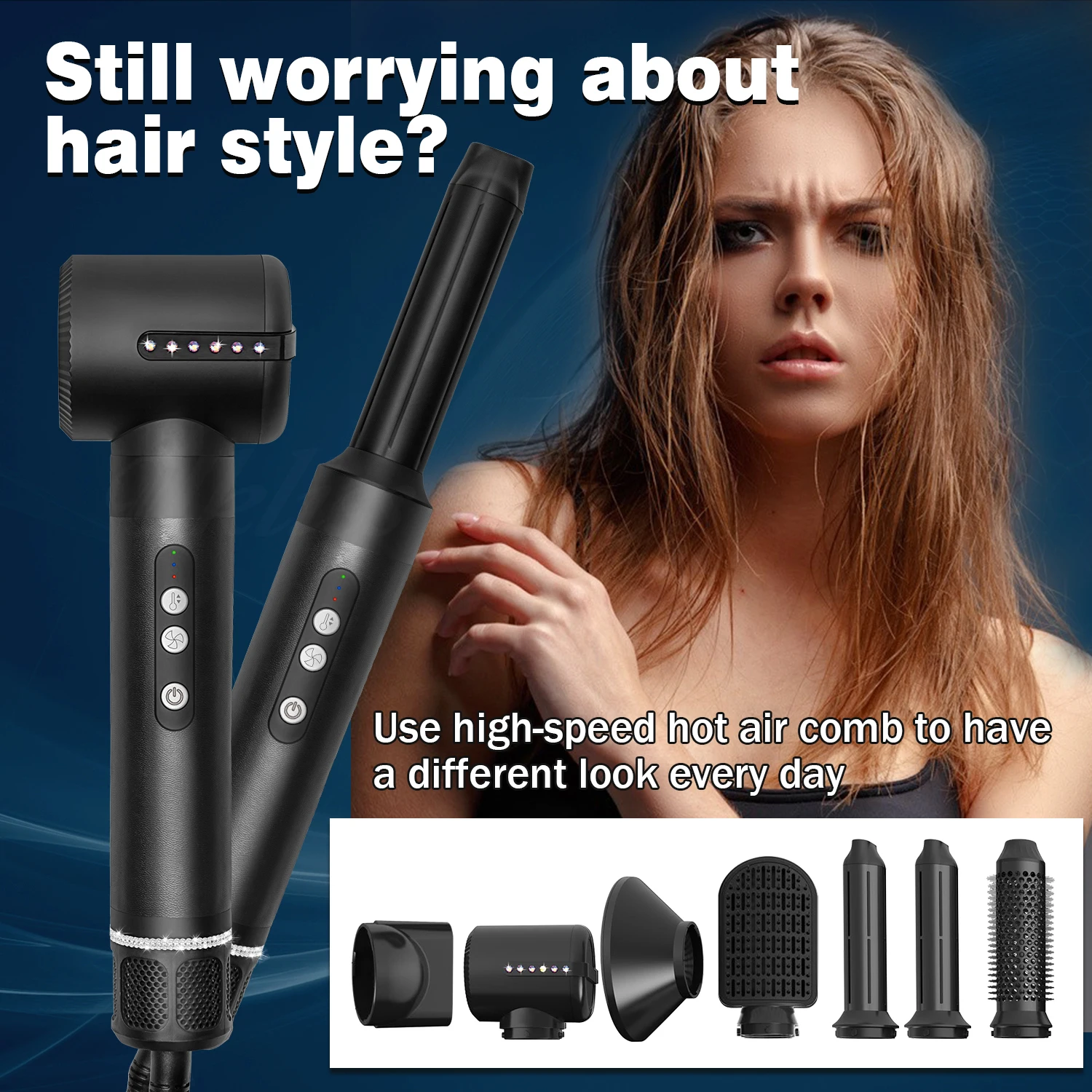 World-Class 7-in-1 Handhold Hair Dryer Low Noise, and Professional-Grade Styling and 2M Cord for Easy Use Hair Dryer