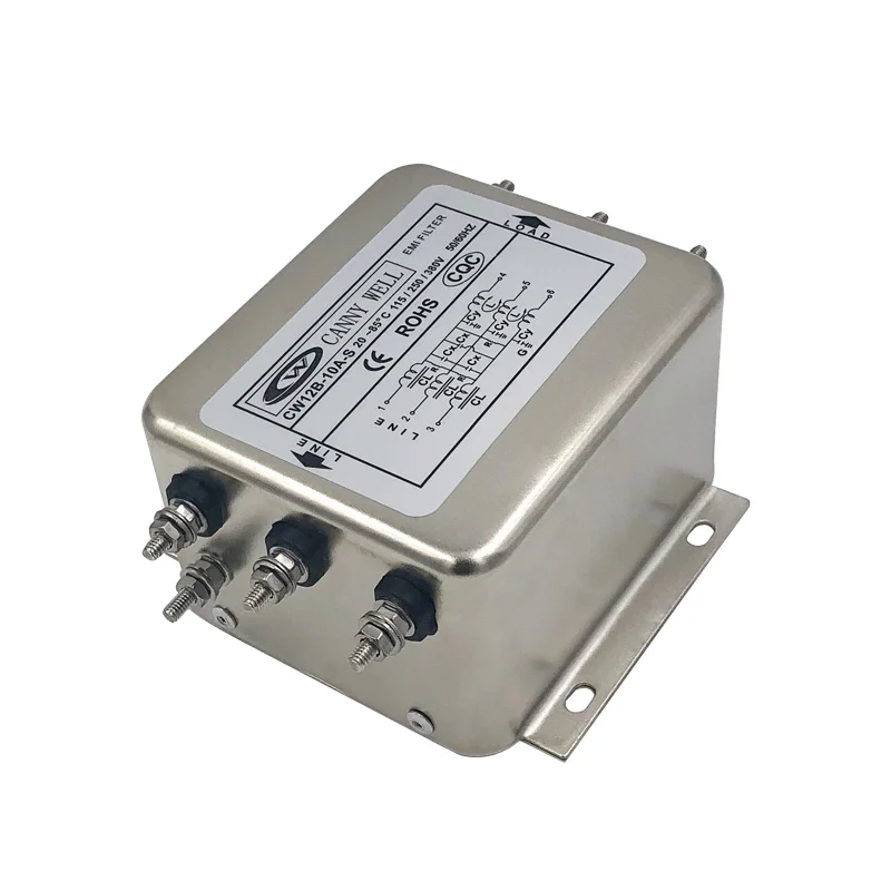 Hot selling  CANNYWELL power filter CW12B 10A  S three-phase AC 380V