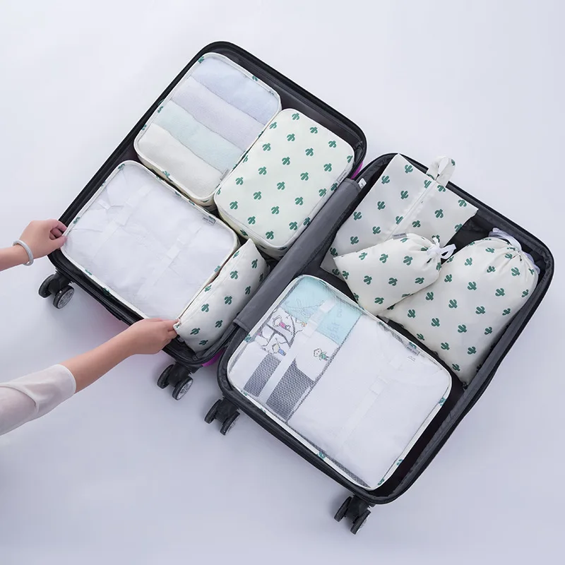 Customized 9 Set Compression Packing Cubes Luggage Packing Organizers Bags for Travel Accessories
