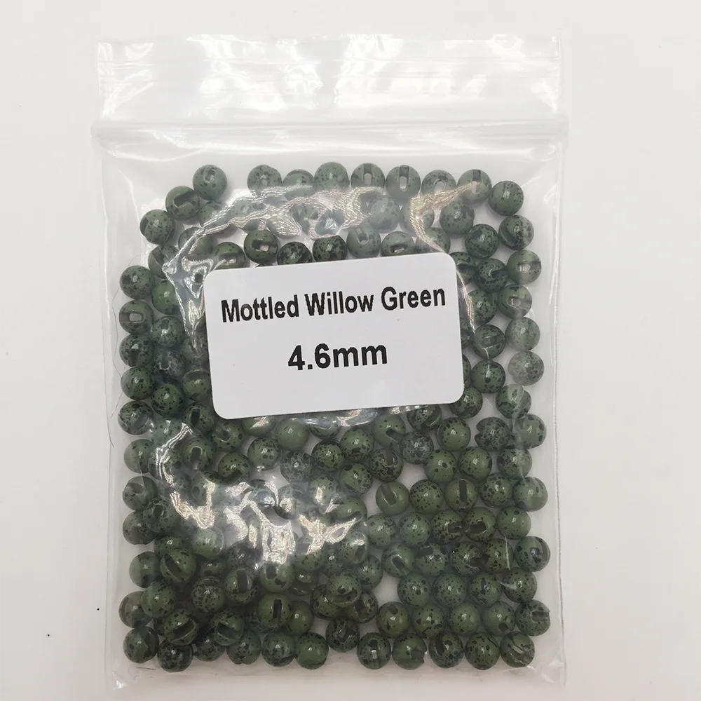 Mottled White Black Green Tan10pcs a bag Fly Tying Materials Tungsten Mottled Beads Cyclops Slotted fot Nymph flies