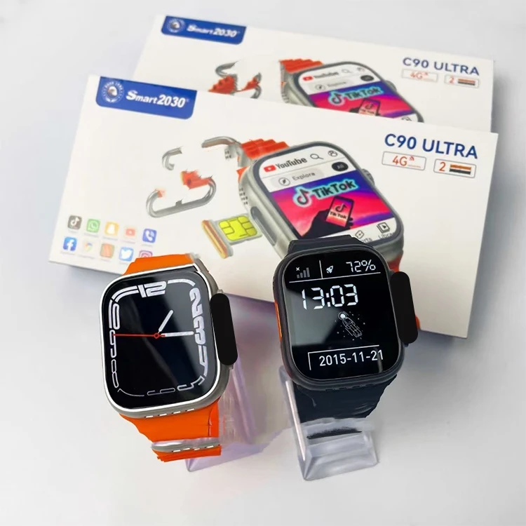 dual camera 4G SIM card phone call watch C90 MAX S9 ULTRA 2 watch WIFI GPS video Android PK DW88 DW89 4g ultra smart watch