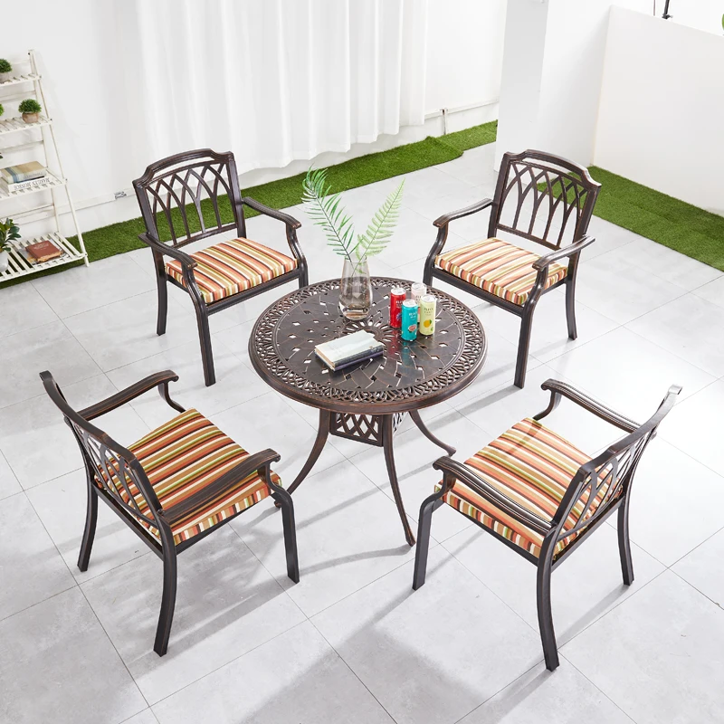 Metal Patio Chair Set Furniture Cast Antique Outdoor Aluminum Garden Patio Table and Chair Set