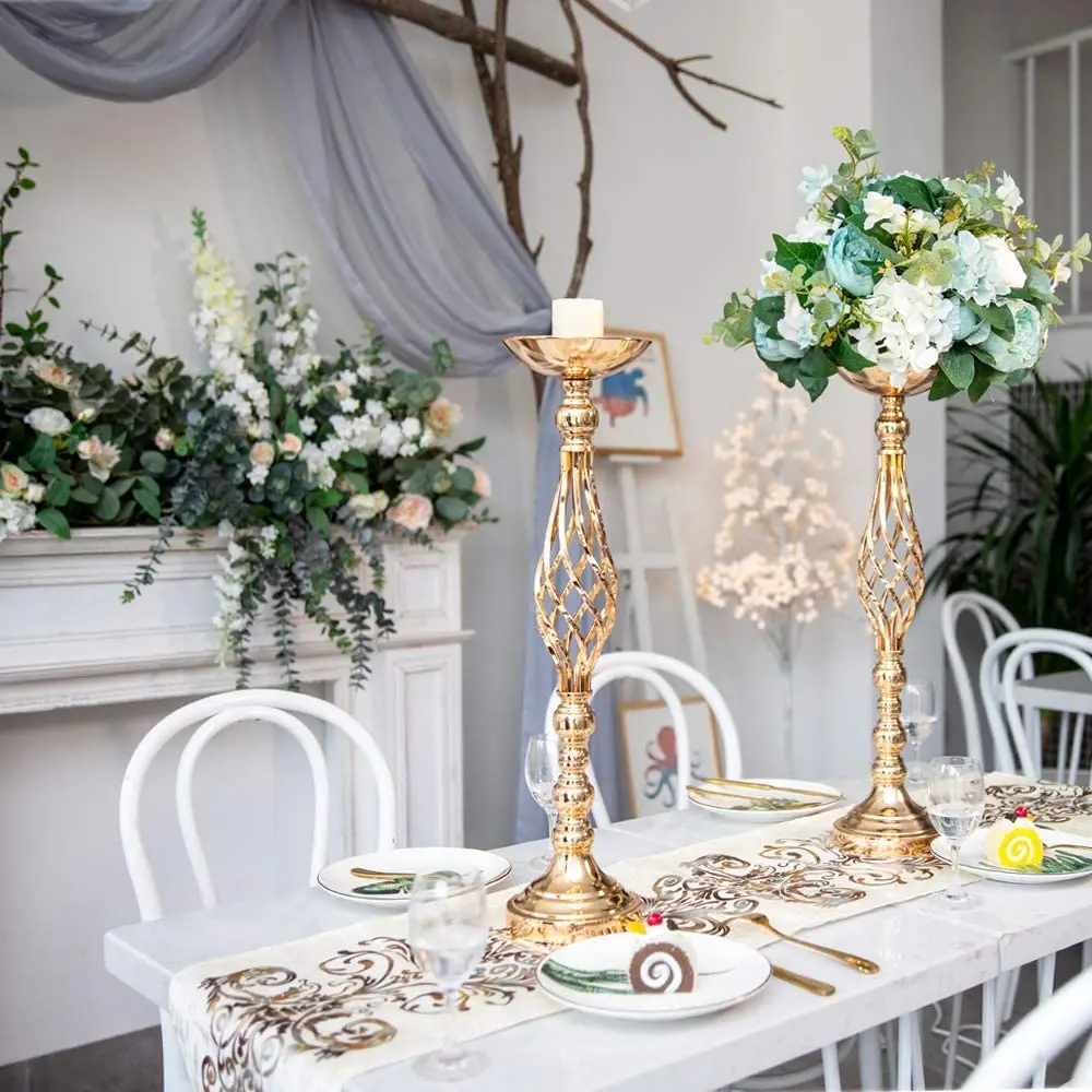 Gold Geometric Wedding Centerpieces Table Flower Metal Vase Stands Wedding Centerpieces Decorations