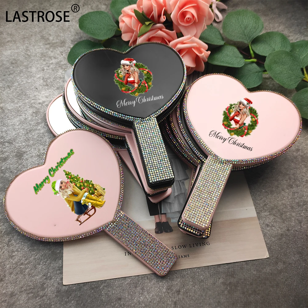 Custom Handheld Makeup Mirror festival theme pink heart Hand Held Vanity Mirror With Logo wholesale top quality plastic (1600618366903)